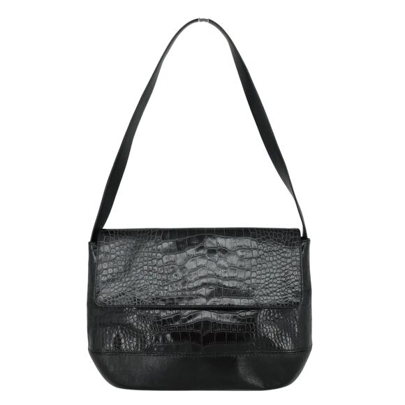 Carla Mancini Handbag Womens Black Leather Alligator Texture Shoulder Bag - Picture 5 of 13